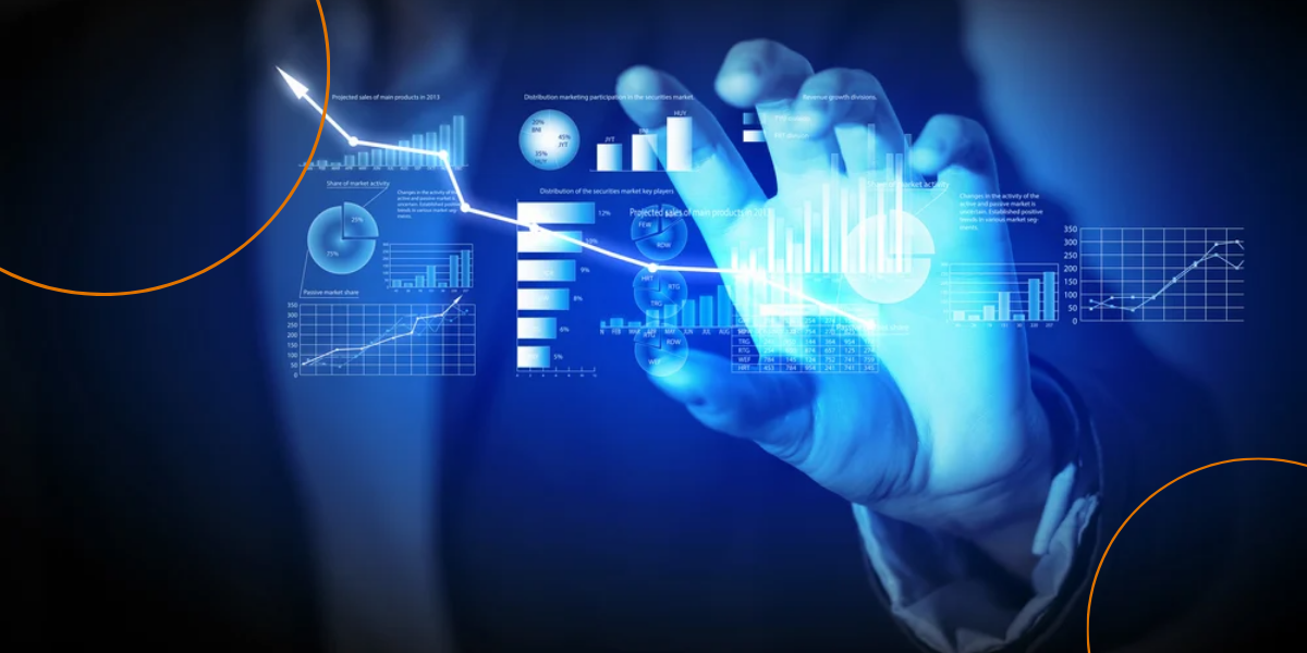 A man's hand next to digitized stats